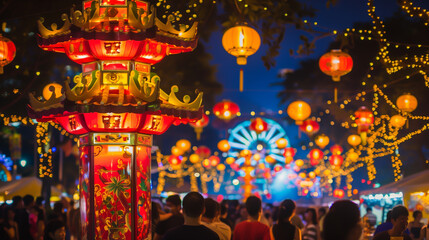 Lantern Festival in Chiang Mai, Thailand. Chinese new year festival. - obrazy, fototapety, plakaty
