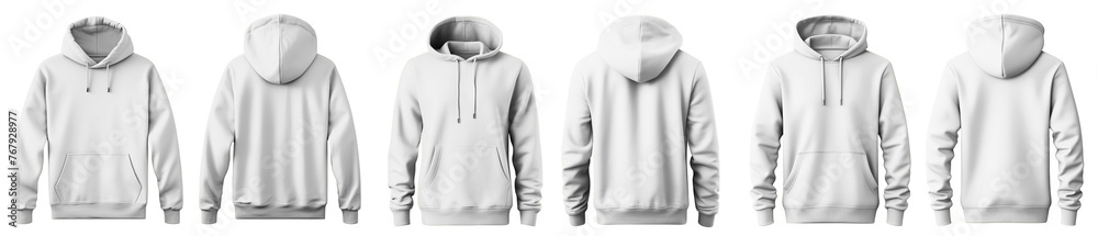 Poster White hooded sweatshirts mockup set, cut out