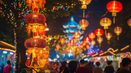 Lantern Festival in Chiang Mai, Thailand. Chinese new year festival.