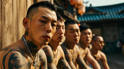 portrait of Asian men with tattoo