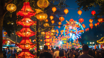 Obraz na płótnie Canvas Lantern Festival in Chiang Mai, Thailand. Chinese new year festival.