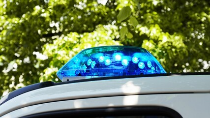emergency blue light on police car roof known as Blaulicht in Germany