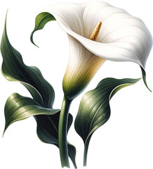 Elegant Calla Lily Flower Watercolor Illustration.
