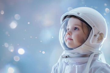 Photo of Cute astronaut kid playing - obrazy, fototapety, plakaty