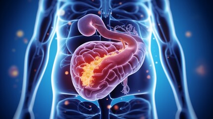 Detailed Illustration of Human Digestive System Anatomy - obrazy, fototapety, plakaty