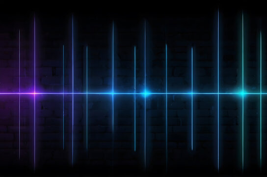 sound wavy neon glowing background, heart pulse sound, AI Generative