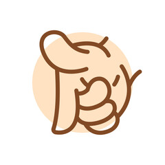 Cartoon gesture line icons set. Character hand.