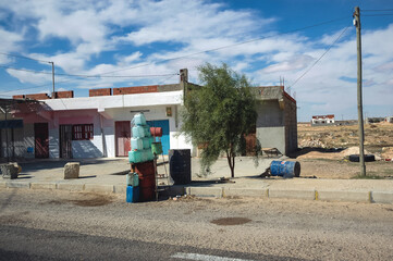 Gasoline for sale on the road in Gabes region, Tunisia