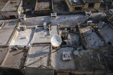 Aerial view from a house roof in Old Town - Medina of Tunis city, Tunisia