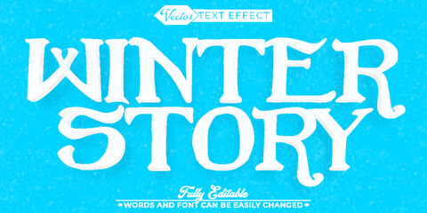 White Cartoon Winter Story Vector Editable Text Effect Template