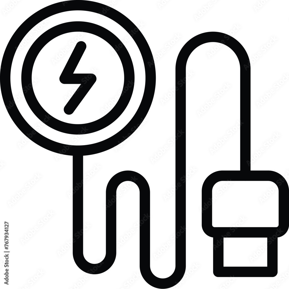 Canvas Prints portable phone charger icon outline vector. energy device adapter. charging digital cable - Canvas Prints