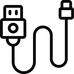 Energy source cable icon outline vector. Smart phone technology. Battery charger wire