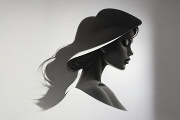 Girl on a white background play of light and shadow
