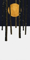 abstract representation of winter with trees - 767936111