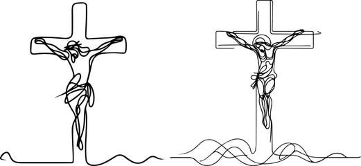 jesus christ on cross crucifixion religious vector illustration silhouette laser cutting black and white shape