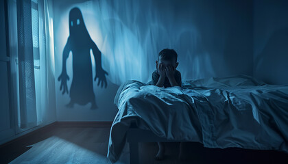 Naklejka premium A Child's Fear of Shadows and the Unknown wide