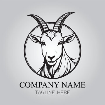 a Goat character logo company in black on the white background vector image 