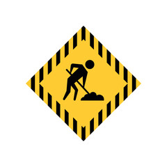 Under Construction Sign in White Background.