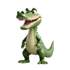 Fototapeta premium 3d rendering of cartoon crocodile on Isolated transparent background png. generated with AI