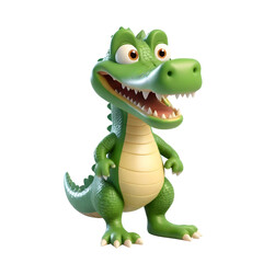 Fototapeta premium 3d rendering of cartoon crocodile on Isolated transparent background png. generated with AI