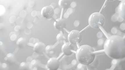 White molecules on a white blur background. Abstract Clean structure for Science or medical 3d illustration.