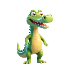 Fototapeta premium 3d rendering of cartoon crocodile on Isolated transparent background png. generated with AI