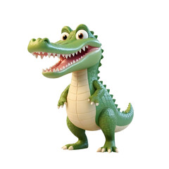 Obraz premium 3d rendering of cartoon crocodile on Isolated transparent background png. generated with AI