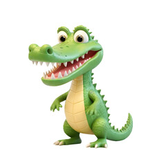 Fototapeta premium 3d rendering of cartoon crocodile on Isolated transparent background png. generated with AI