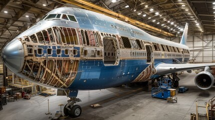 Large Jetliner Inside Hangar