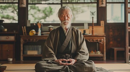 Elderly Man Meditating