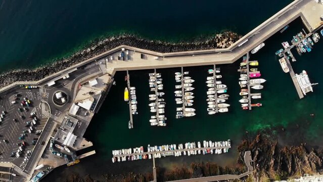 Jetty of city of Puerto Del Carmen, aerial view