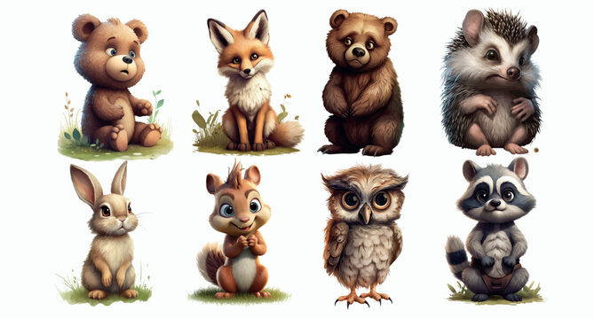Enchanting Collection of Woodland Creatures: Detailed and Realistic Illustrations Capturing the Innocence and Beauty of Nature’s Beloved