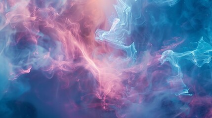 Nebulous Nostalgia Illustrate the pink and blue silk waves swirling around luminous nebulae and celestial formations, their soft edges blending seamlessly  - obrazy, fototapety, plakaty
