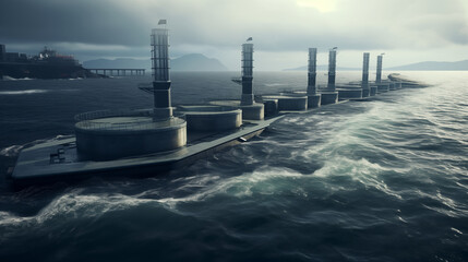 Tidal power plant, photo shot, Renewable energy concept - obrazy, fototapety, plakaty