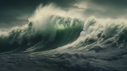 Wave energy with wind turbine, renewable energy concept, photo shot