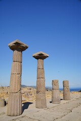Fototapeta premium Scenic view of Behram Castle and the ancient city in Assos, Canakkale