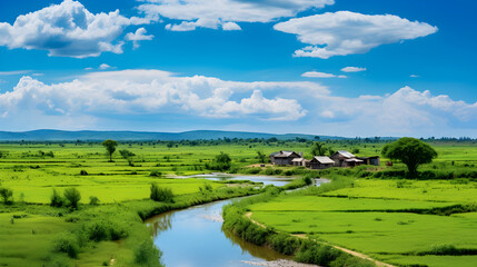 The Serenity Enveloped in Countryside Environment: A Symphony of Nature and Agriculture - obrazy, fototapety, plakaty