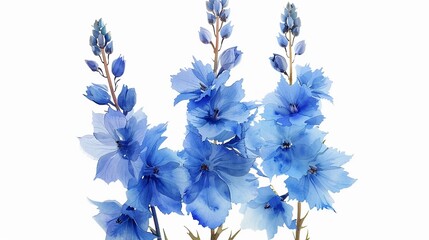 Watercolor gladiolus clipart with tall spikes of colorful blooms ,clean sharp focus