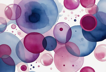 a cluster of indigo and magenta abstract watercolor floating bubbles, isolated on a transparent background,  colorful background 