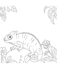 Chameleon coloring page for kids and adult,vectore art line art