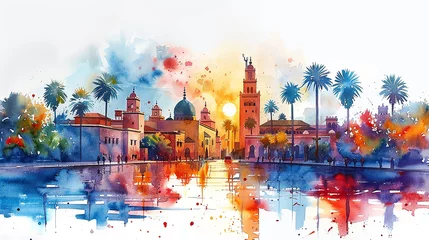 Deurstickers Watercolor illustration of Morocco © nolonely