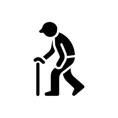 Elderly Person Walking with a Cane Icon