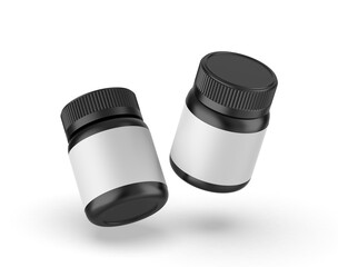 Blank plastic pill container template. 3d illustration.