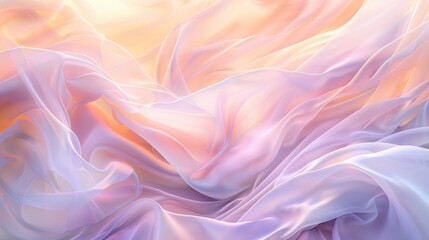 Obraz premium Pastel Palette Depict silk waves in soft pastel hues reminiscent of a sunset sky, with shades of peach, lavender, and pale blue blending harmoniously 