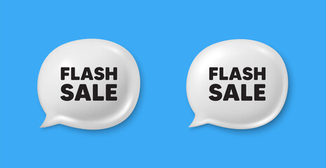 Flash Sale tag. Chat speech bubble 3d icons. Special offer price sign. Advertising Discounts symbol. Flash sale chat offer. Speech bubble banners set. Text box balloon. Vector