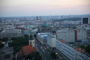 Scenic view of Berliner Dom and the cityscape of Berlin, Germany, from a distant perspective