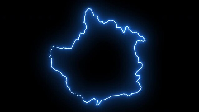map of Trujillo in peru with glowing neon effect