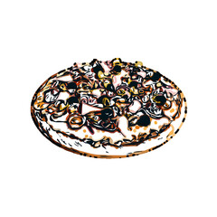 Color sketch of pizza with transparent background