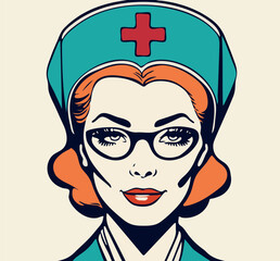 Vector illustration of an elegant vintage nurse poster.