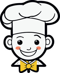 Digital illustration of a cute cartoon junior chef icon